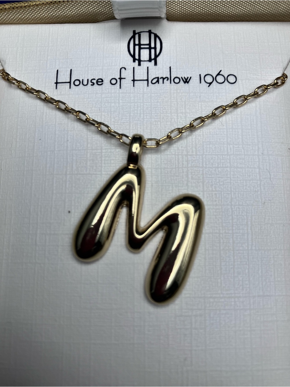 House of Harlow 1960 Gold 'M' Initial Pendant Necklace
